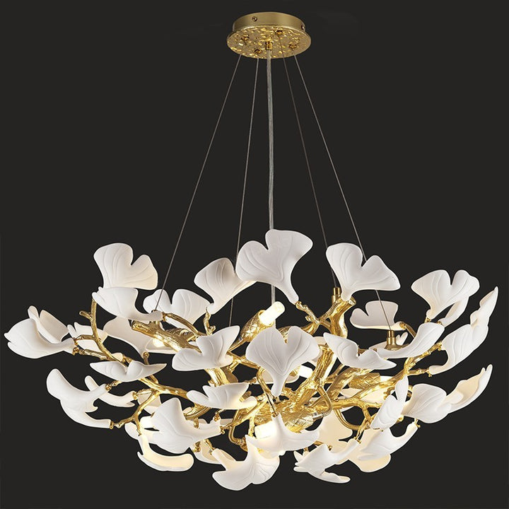 Ceramic Ginkgo Round Chandelier 32"D