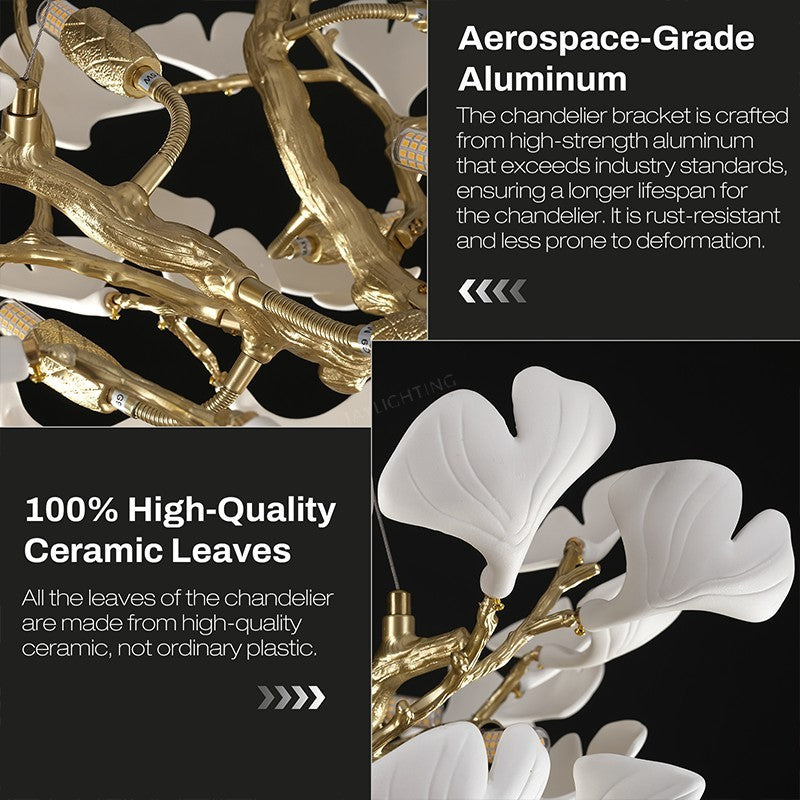 Ceramic Ginkgo Round Chandelier 32"D