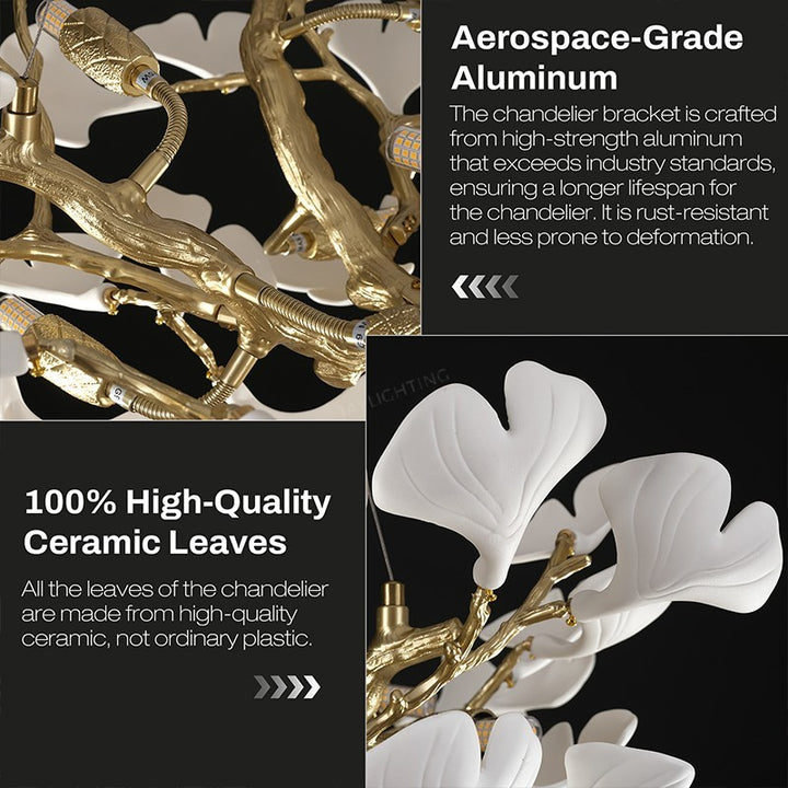 Ceramic Ginkgo Round Chandelier 32"D