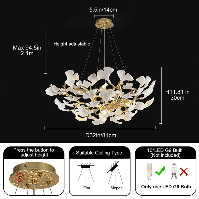 Ceramic Ginkgo Round Chandelier 32"D