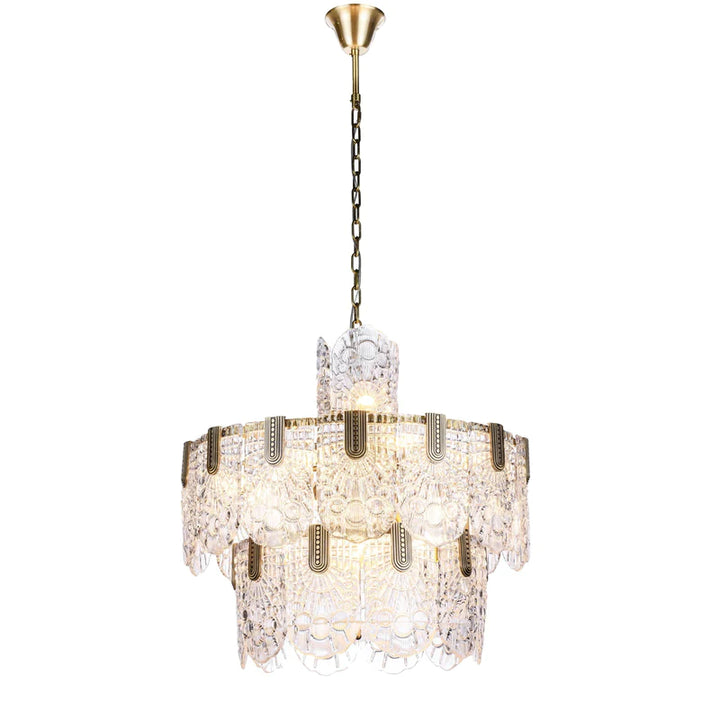 Jacques Brass Crystal Round Chandelier