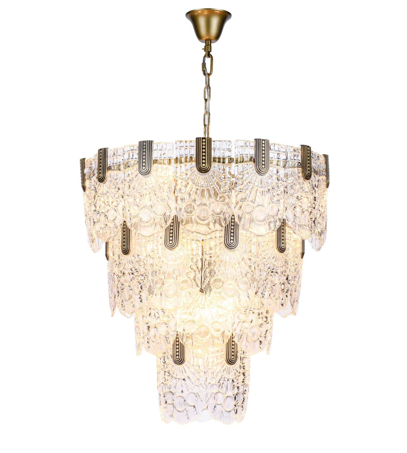 Jacques Brass Crystal Round Chandelier