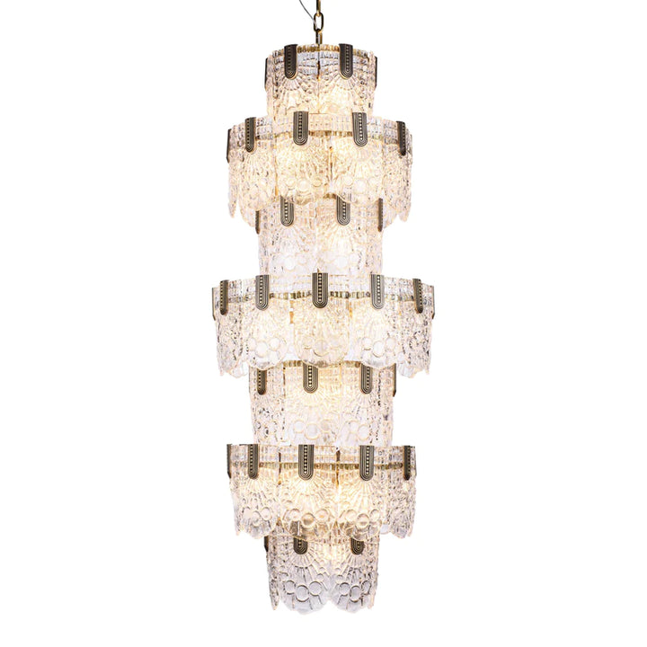 Jacques Brass Crystal Round Chandelier