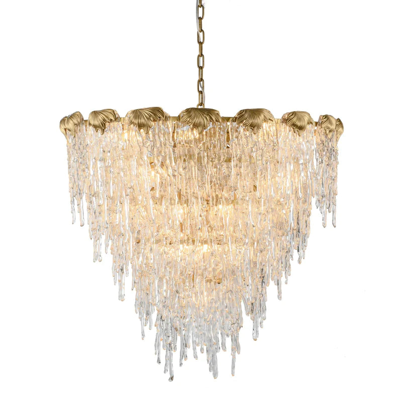 Aletta Melting Drop Crystal Glass Round Chandelier