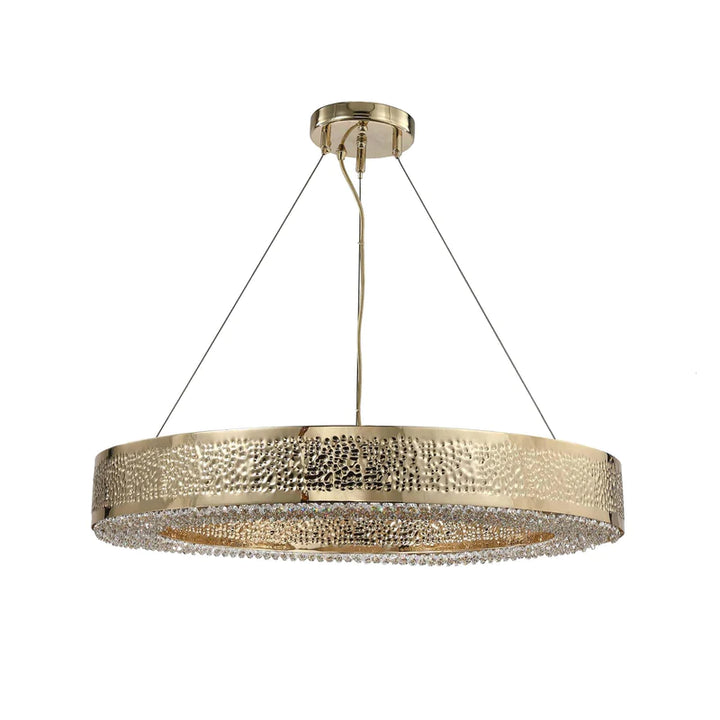 Ambrosi Round Brass Crystal Ring Chandelier