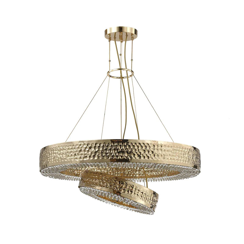 Ambrosi 2-Tier Round Brass Crystal Ring Chandelier