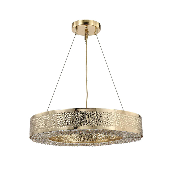 Ambrosi Round Brass Crystal Ring Chandelier