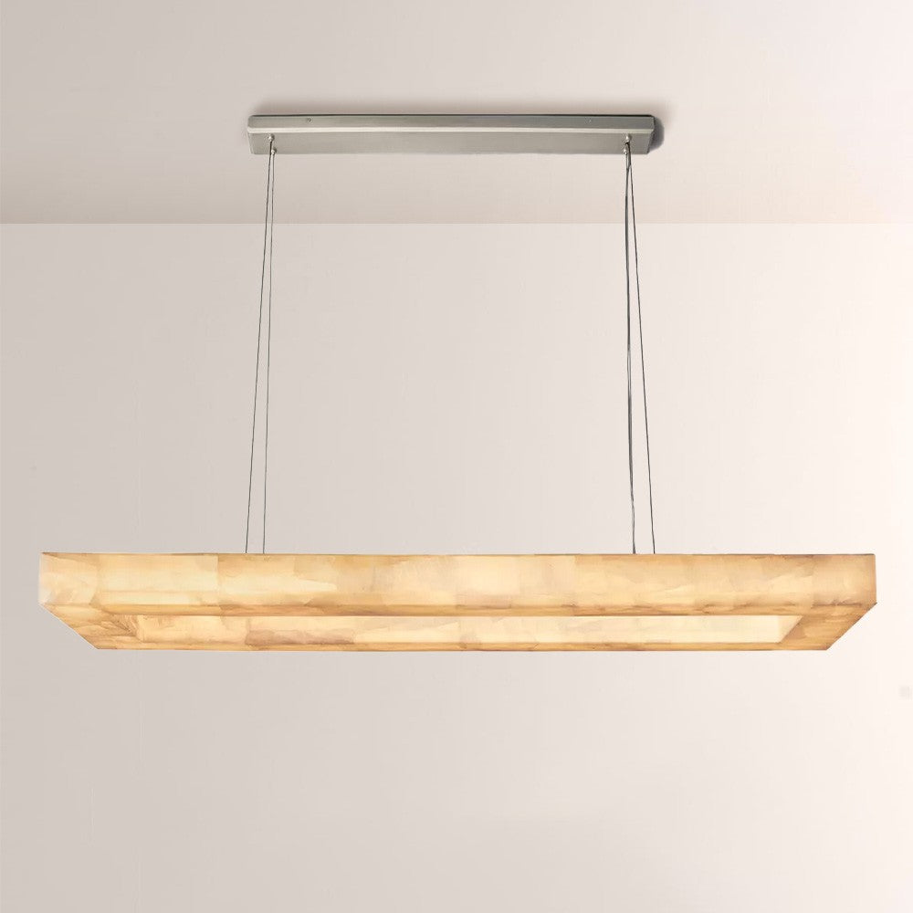Alabaster Riven Rectangular Chandelier 54"