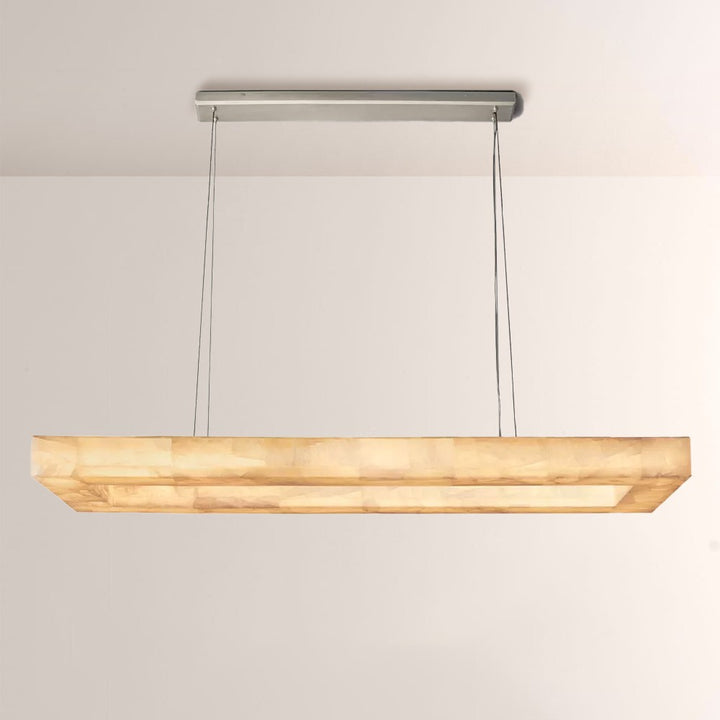 Alabaster Riven Rectangular Chandelier 54"