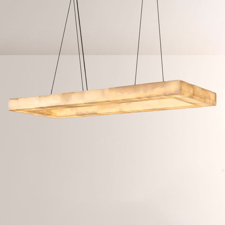 Alabaster Riven Rectangular Chandelier 54"