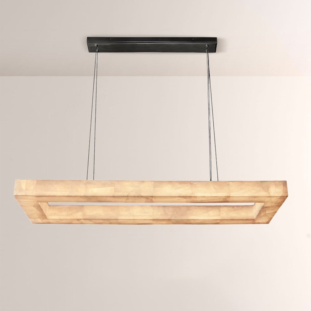Alabaster Riven Rectangular Chandelier 72"