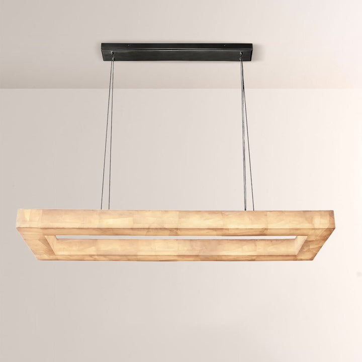 Alabaster Riven Rectangular Chandelier 72"