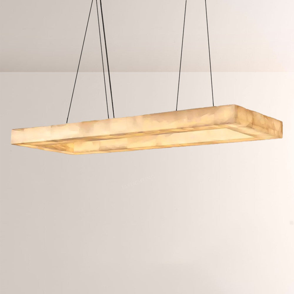 Alabaster Riven Rectangular Chandelier 72"