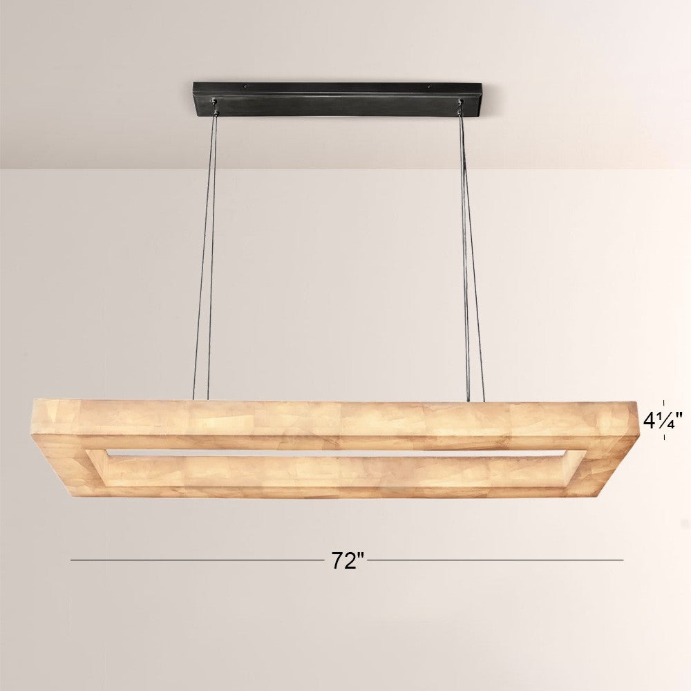Alabaster Riven Rectangular Chandelier 72"