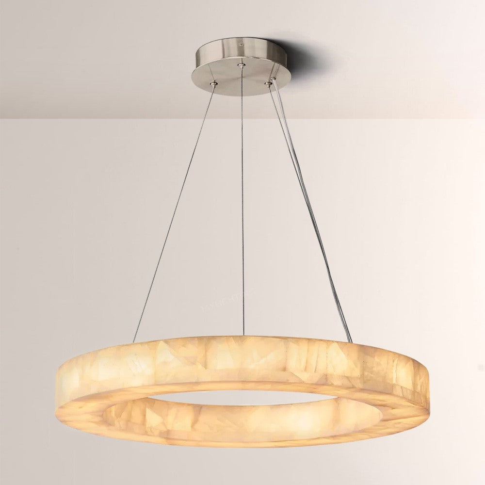 Alabaster Riven Round Chandelier 31″D