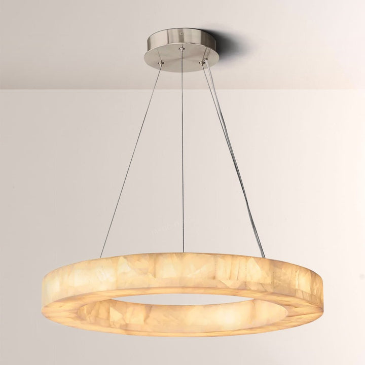 Alabaster Riven Round Chandelier 31″D