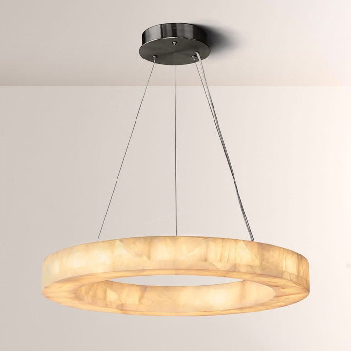 Alabaster Riven Round Chandelier 31″D