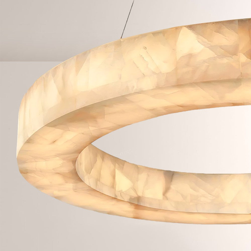 Alabaster Riven Round Chandelier 31″D