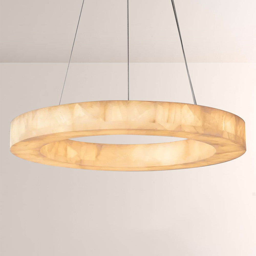 Alabaster Riven Round Chandelier 31″D