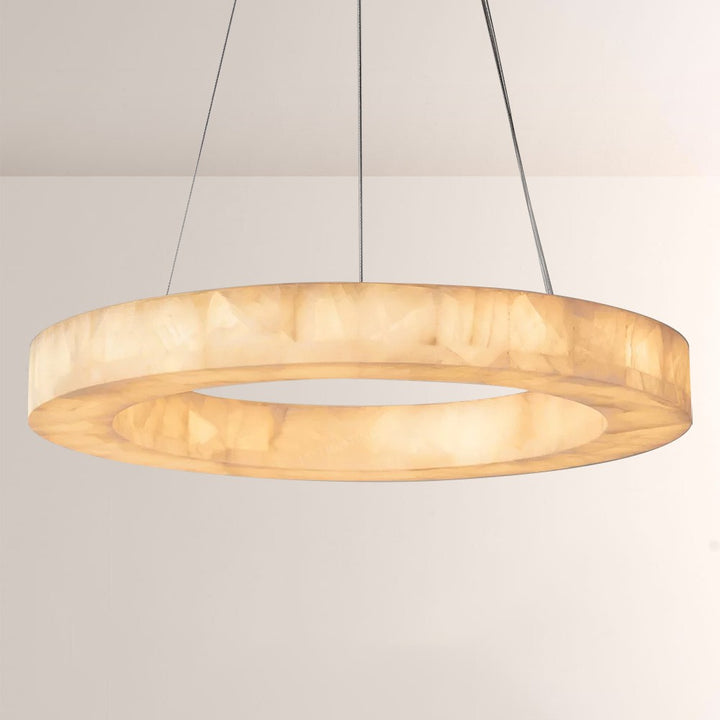 Alabaster Riven Round Chandelier 31″D