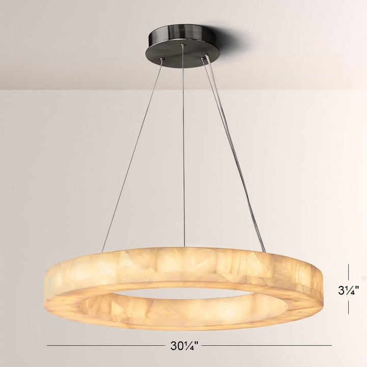 Alabaster Riven Round Chandelier 31″D