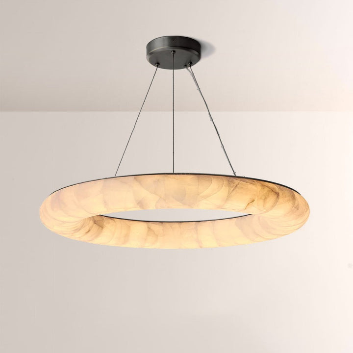 Alabaster Riven Round Chandelier 41″D
