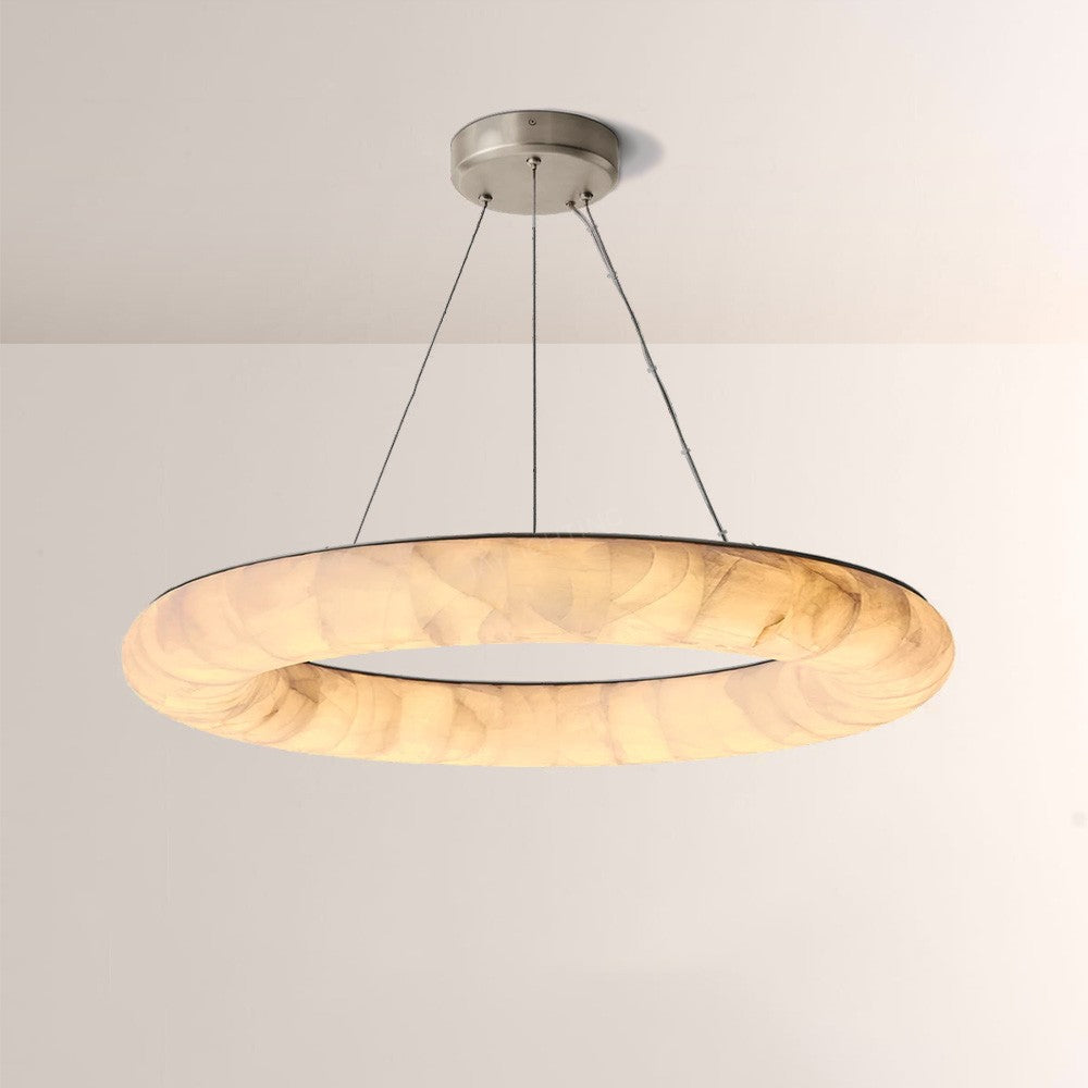 Alabaster Riven Round Chandelier 41″D
