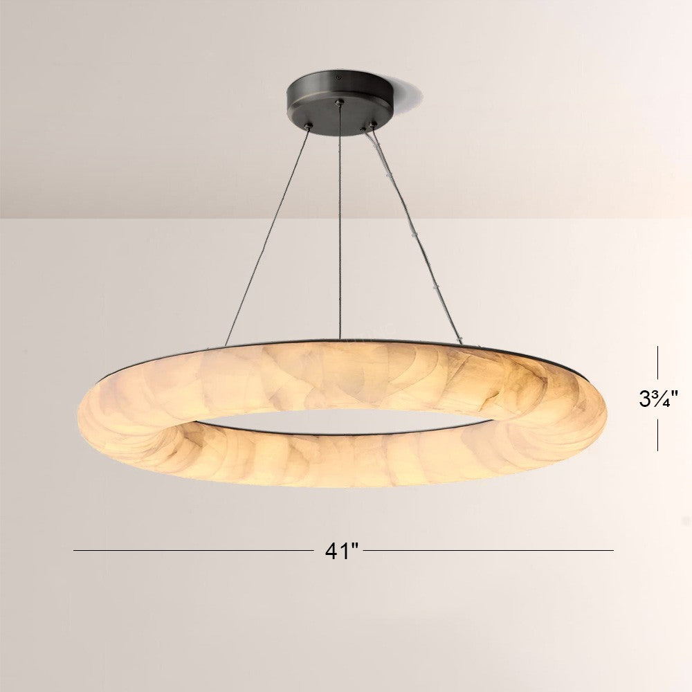 Alabaster Riven Round Chandelier 41″D