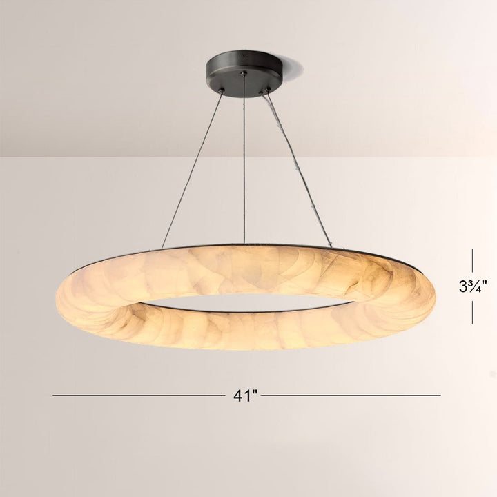Alabaster Riven Round Chandelier 41″D
