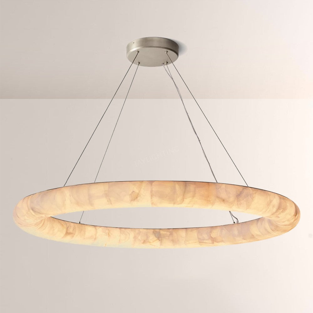 Alabaster Riven Round Chandelier 61″ D