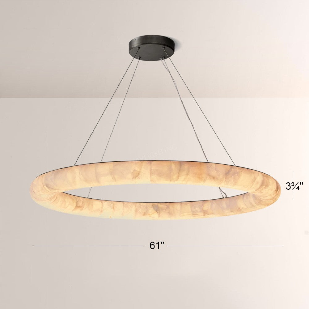 Alabaster Riven Round Chandelier 61″ D