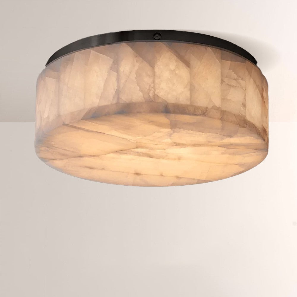Alabaster Riven Round Flushmount 14"