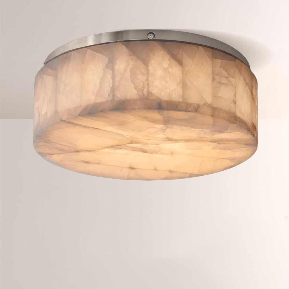 Alabaster Riven Round Flushmount 14"