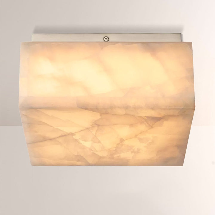 Alabaster Riven Square Flushmount 14"
