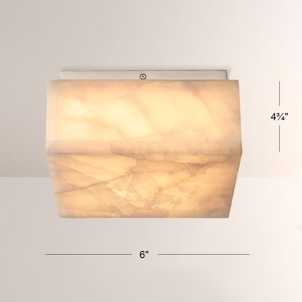 Alabaster Riven Square Flushmount 6"