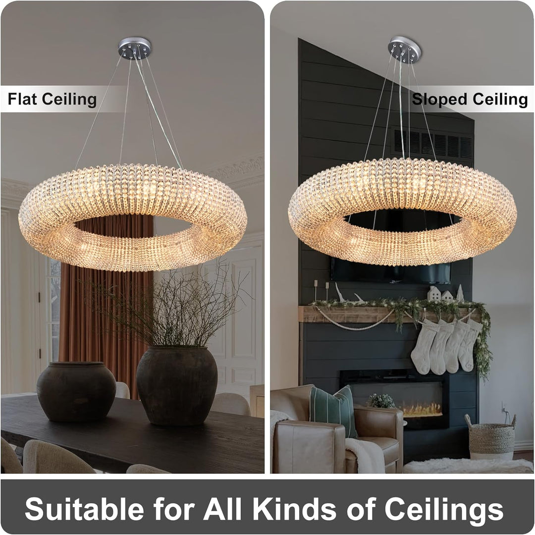 Alison Crystal Beads Round Chandelier D31.5"