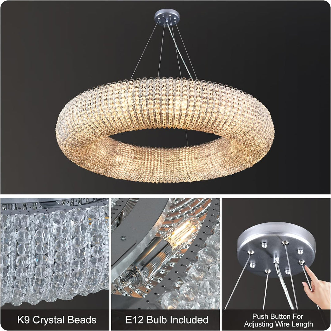 Alison Crystal Beads Round Chandelier D31.5"