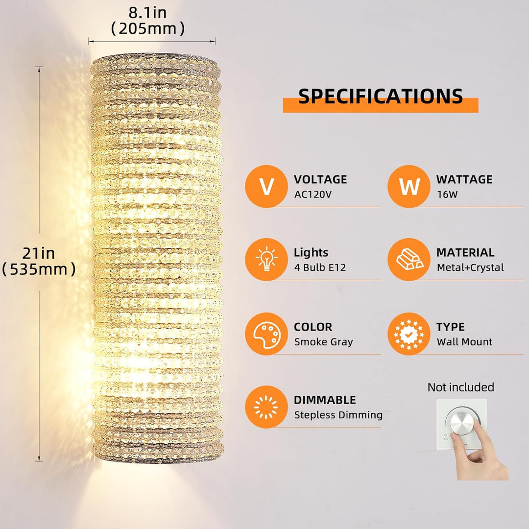 Alison K9 Crystal Wall Sconce 21"