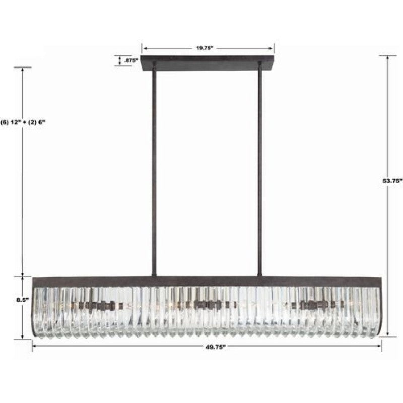 Alice 6 Light Rectangular Chandelier 50"