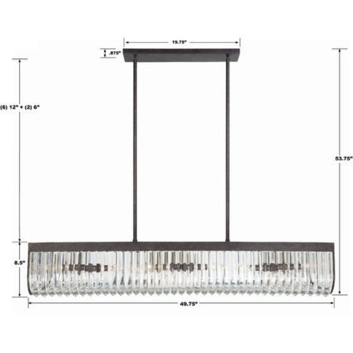 Alice 6 Light Rectangular Chandelier 50"