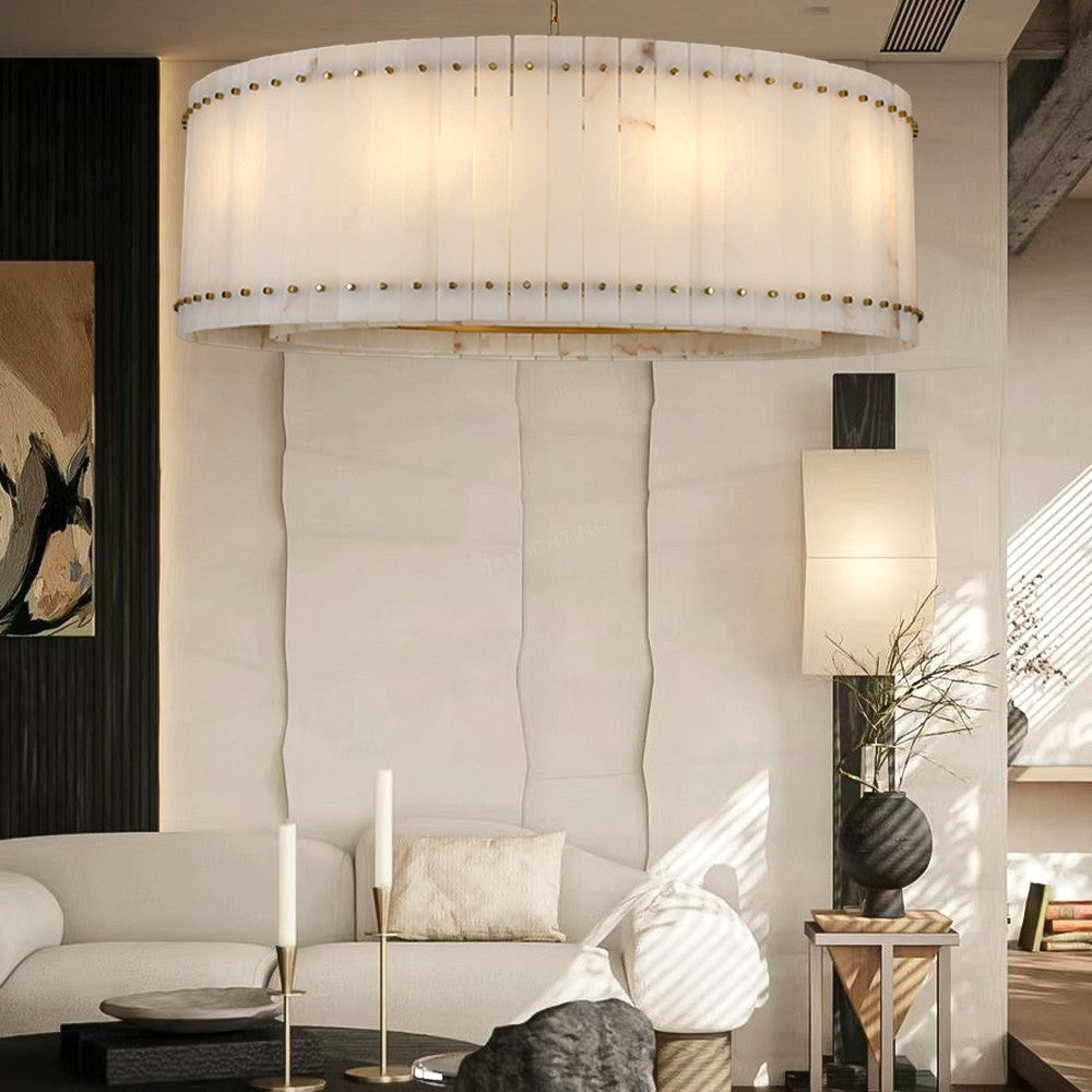 Aurgild Alabaster Round Chandelier 48"