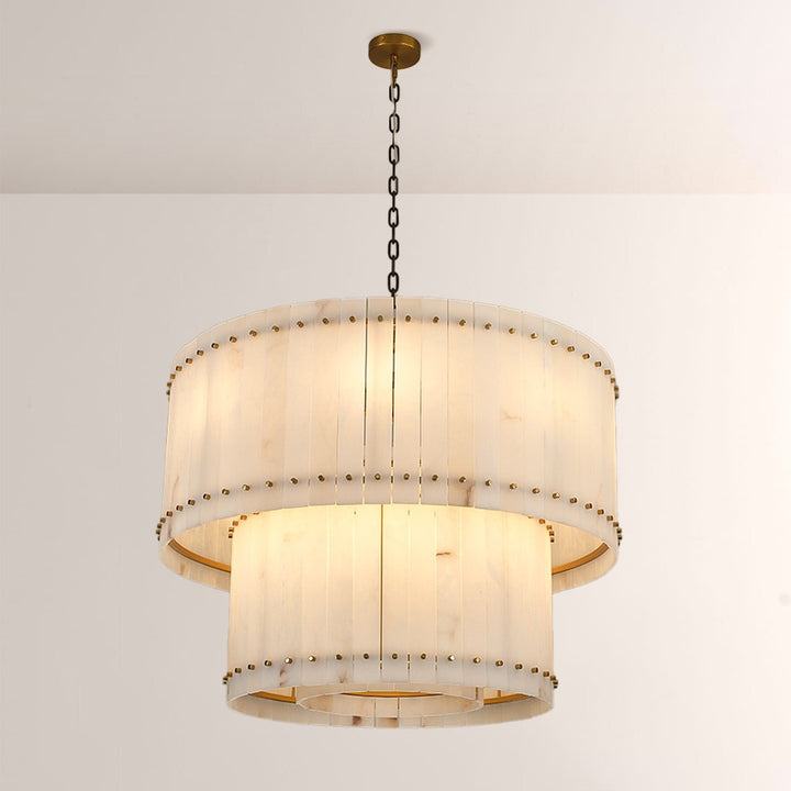 Aurgild Alabaster Round Tiered Chandelier 37"