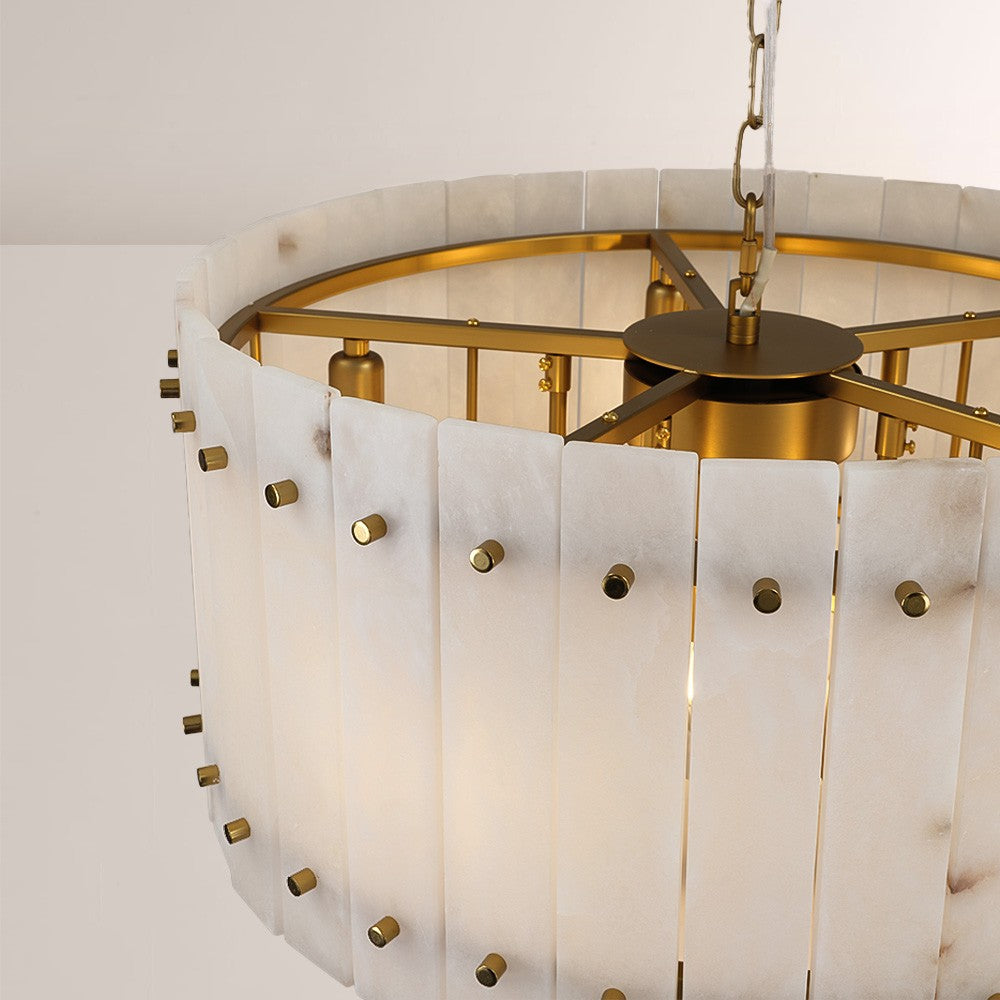 Aurgild Alabaster Round Tiered Chandelier 37"