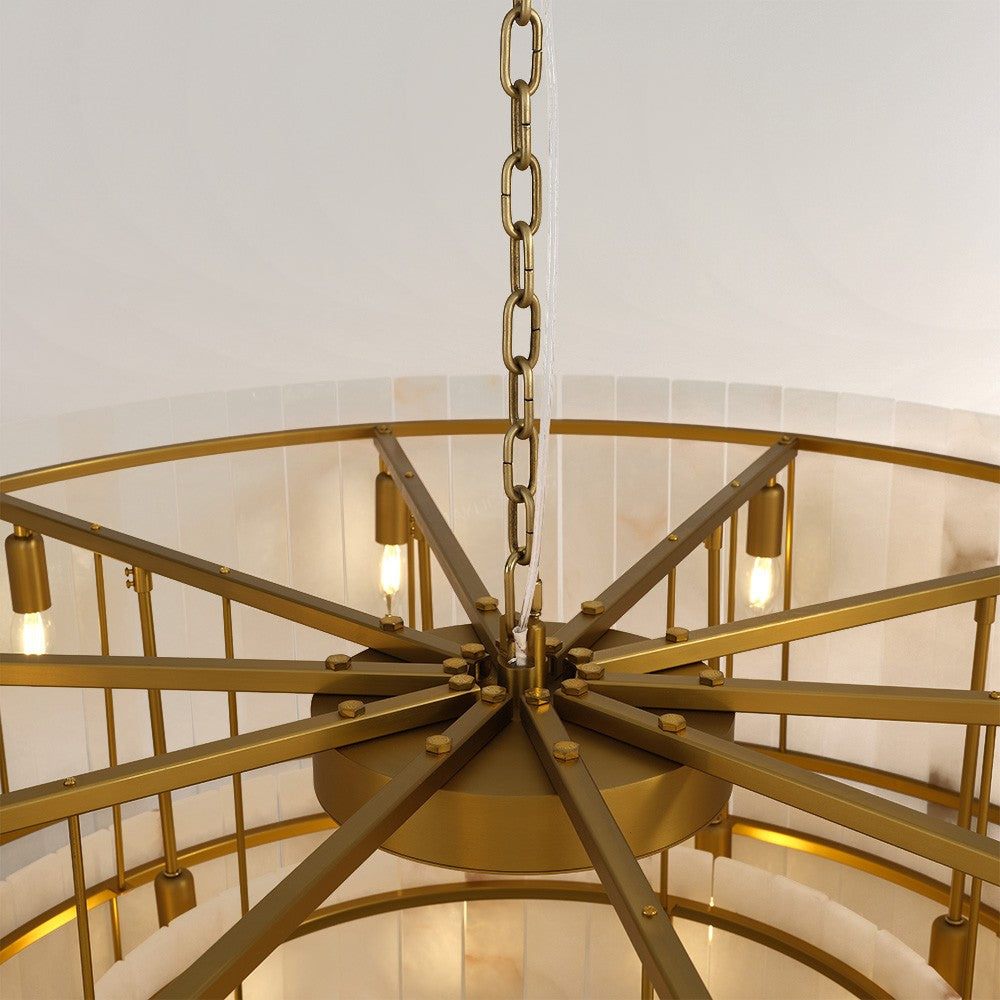 Aurgild Alabaster Round Tiered Chandelier 60"