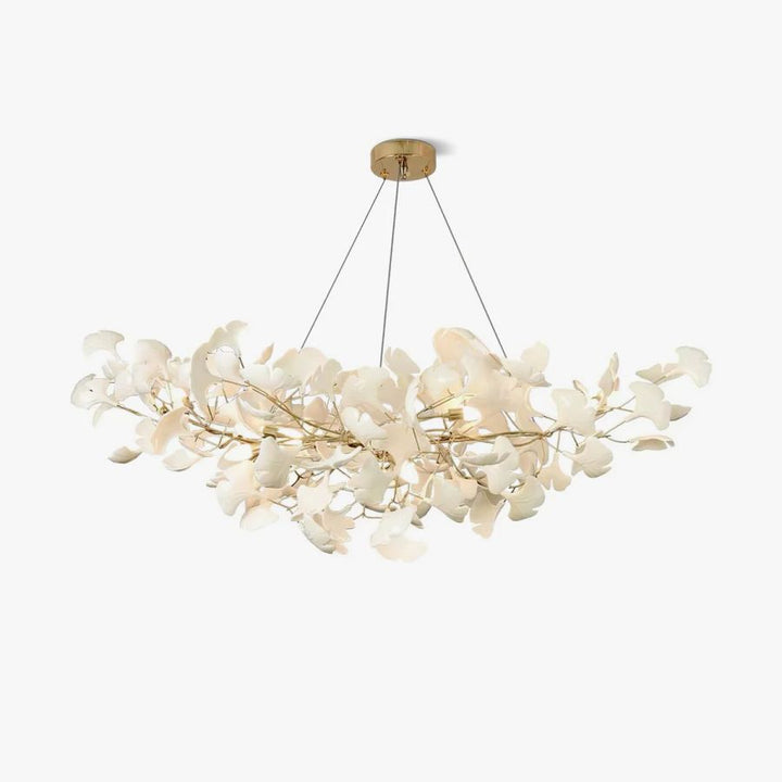 Boat-Shaped Ceramic Ginkgo Leaf Chandelier