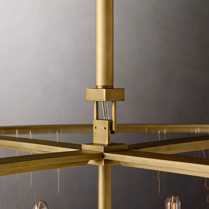 Beck Glass Lantern Modern Round Chandelier 55"D