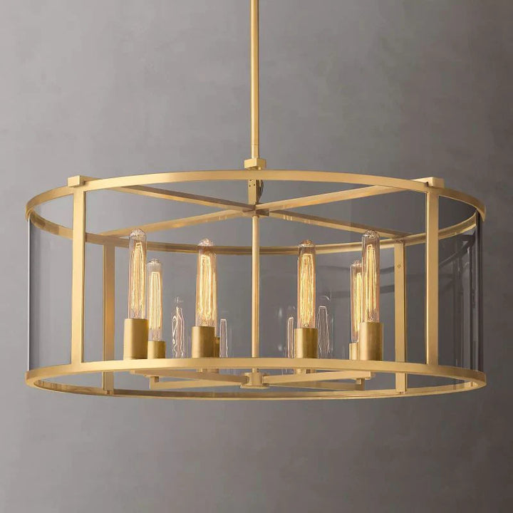 Beck Glass Lantern Modern Round Chandelier 33"D