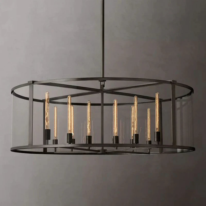 Beck Glass Lantern Modern Round Chandelier 55"D