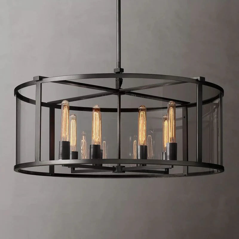 Beck Glass Lantern Modern Round Chandelier 33"D