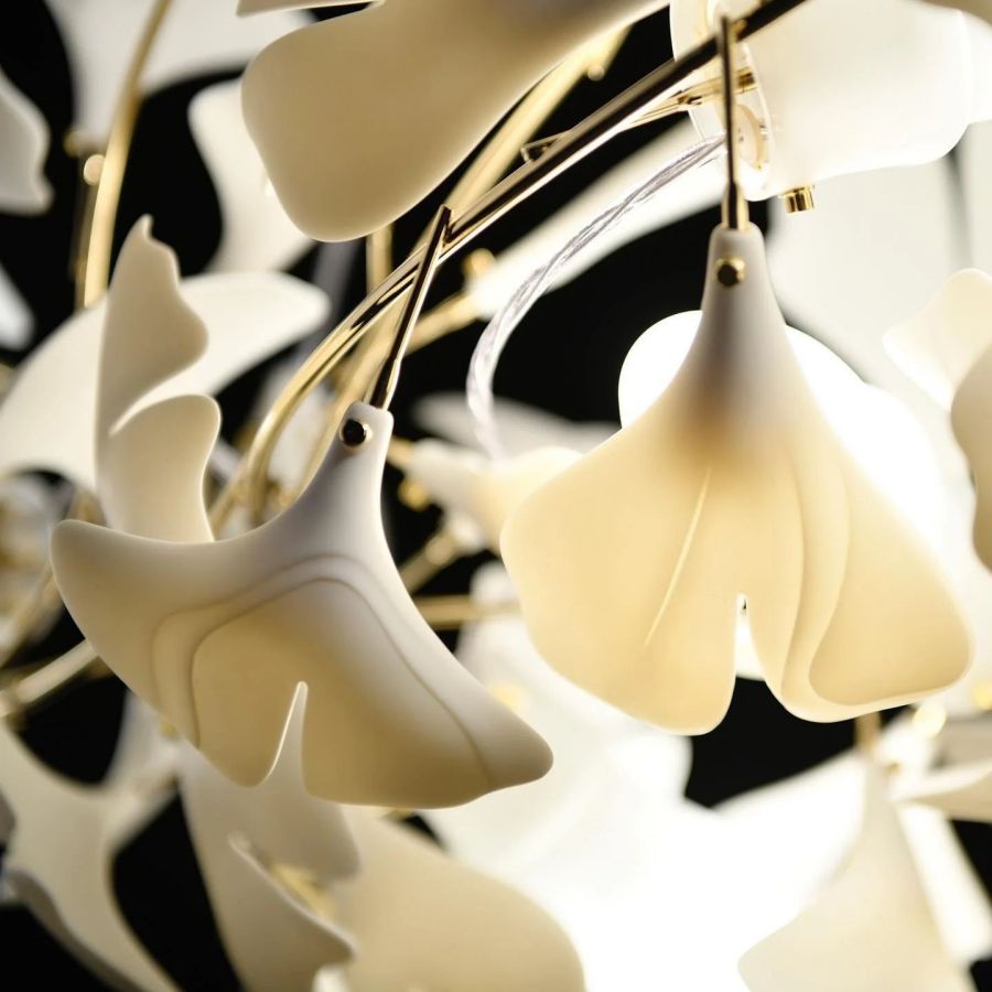 Bustling Ceramic Ginkgo Leaf Chandelier